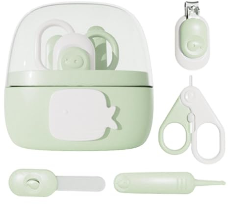 Kit de coupe-ongles pour bébés, ensemble de coupe-ongles pour bébés, capuchon anti-poussière pour coupe-ongles 4 en 1 de dessins animés, set de ciseaux à ongles, ciseaux et pinces à limer, soin sûr