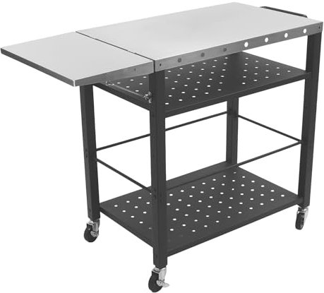 Grill Stand Grill Cart Outdoor Grill Dining Cart 4 tiers Barbecue trolley with Wheels for most portable barbecues Serving trolley for backyard garden