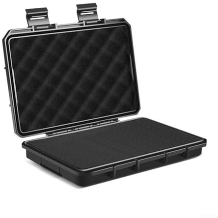 Boîte à outils étanche et antichoc, boîte à instruments, boîte de protection de sécurité de l'équipement, matériau ABS solide avec un ensemble complet d'éponge antichoc (noir)