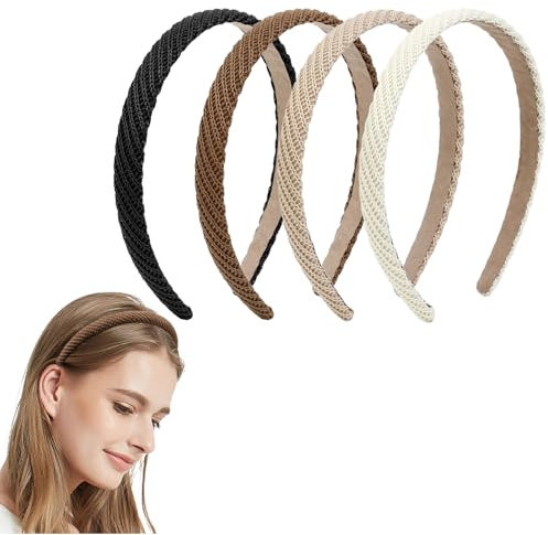 TELAIN 4 Stück Haarreif Damen,Verschiedene Modelle,Rutschfeste Stirnbänder,Stirnbänd Kunststoff Haarreif Stirnbänder Haarband für Mädchen Damen (Lichtfarbe)