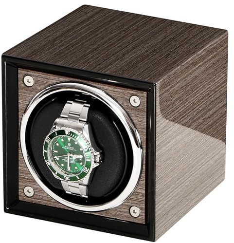JZWCHQ kronleuchter Automatischer Uhrenbeweger für 1 Uhr, mechanische Uhr mit Selbstaufzug aus Holz, staubdichtes Gehäuse, drehbare Uhrenvitrine mit leisem Motor für Herren- und Damenuhren (Farbe: E)