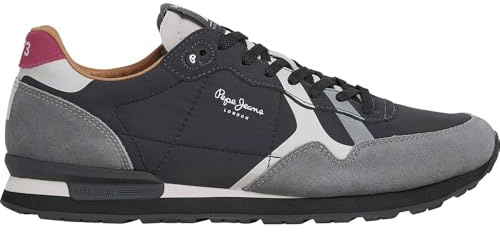 Pepe Jeans Homme Brit Prints M Sneak, Gris foncé, 43 EU