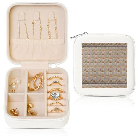 VPPUR Eierbecher, Nudeln, Ramen-Druck, tragbar, quadratisch, Schmuckschatulle, Aufbewahrungsbox für Ringe, Ohrringe, Armbänder, Reisegeschenk
