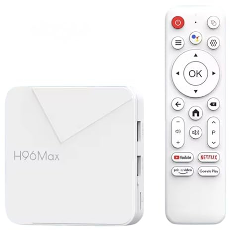 H96 MAX H313 Smart TV Box – Android 14 ATV | 4K@60fps | WiFi 6 | BT 5.0 | Voice Assistant (White)