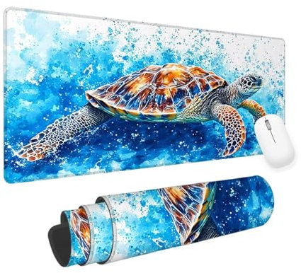 Blu Tappetino Mouse xxl 1200x600x3mm Tappetino per Mouse da Gioco,Tartarughe marine Mouse Pad Esteso,Bordi Cuciti anti-Sfilacciatura,Pad per Tastiera Lavabile,Adatto per Ufficio e Casa,Regalo yv-712