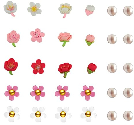 30 Stück Crocs Stecker DBALL Kirschblüten Anstecker Blumen Perlenblumen Crocs Charms Süße Und Nette Sandalen Und Hausschuhe Accessoires für Mädchen Und Kinder