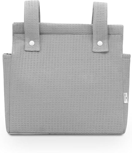 Danielstore Bolso Carrito Bebé – Bolsa Panera de Algodón para Carro de Bebé, 34x34 cm, 2 Compartimentos con Cremallera, Organizador para Paseo