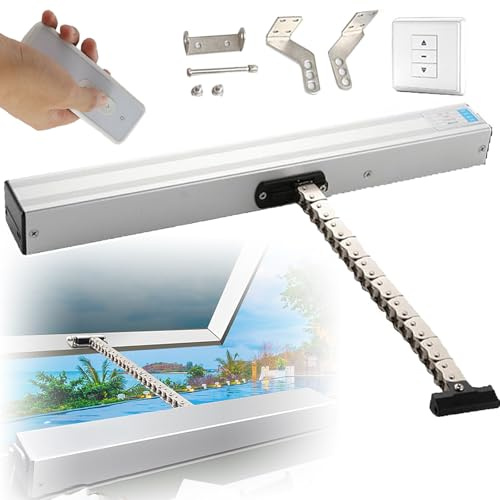 Apriporta Elettrico Automatico per Lucernari/Tetti, Con Telecomando + Interruttore, Apriporta Automatico - Catena a Doppio Strato + Forza Di Bloccaggio: 400 N,300mm