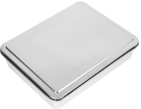 EXHUMKY Plaque de Cuisson Acier Inoxydable avec Couvercle Moule à Gâteau pour Pâtisserie et Rangement Alimentaire Robuste et Pratique