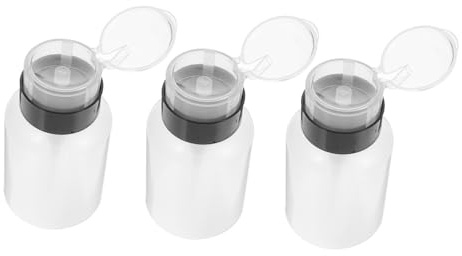 Beaupretty 3 STÜCKE Nagellackentferner Aufbewahrungsflaschen Drucktyp Auslaufsichere Maniküre Flaschen für Flüssigkeiten für Nagelkunst und Make Up Reisen