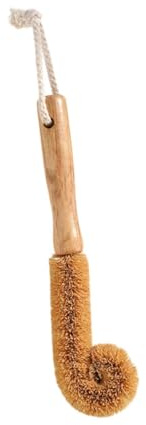 Brosse en fibres de coco avec long manche pour biberon, tasses à café, verres 24 x 5 cm, couleur bois, 24 x 5 cm