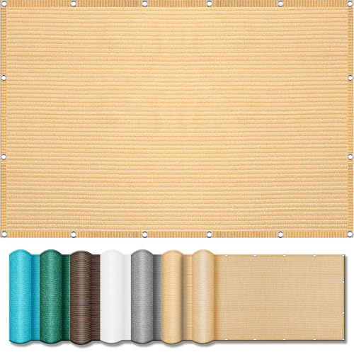 Vela Ombreggiante 553 x 585 cm Anti UV 98% Parasole Traspirante Copertura Anti UV Antivento con Occhielli con Fune per Giardino, Terrazza, Piscina e Esterni, Color Crema