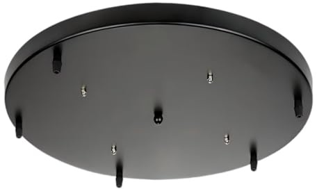 5 Loch Baldachin Lampen Schwarze, 50cm Rund Deckenbaldachin, Metall Lampenabdeckung, Kabelabdeckung Deckenrosette Decke Lampenschirm, Deckendose Lampenbaldachin Kit für Hängeleuchte Deckenleuchte
