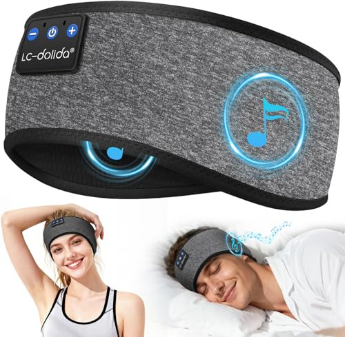 LC-dolida Schlafkopfhörer Bluetooth Sport Stirnband, 15h Akku & HiFi-Stereo | Weiches 4D-Gewebe,Beeindruckendem Klang,Komfort,tragbar für Reisen/Meditation/Yoga, tolles Unisex-Geschenk