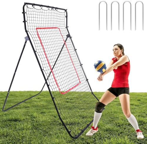 Rebounder nät för volleyboll med slagzon 2,2 x 1,2 m justerbart volleybollnät 45°/60°/75°/85° multifunktionell träningsutrustning för barn och vuxna, perfekt för softball fotboll baseball