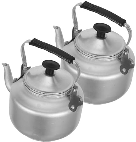 HIAKDOFT 2 piezas Tetera de Aluminio con Filtro para Estufa Hervidor Rápido y Ergonómico para Café y Té Uso Diario Compatible con Vitrocerámica Inducción