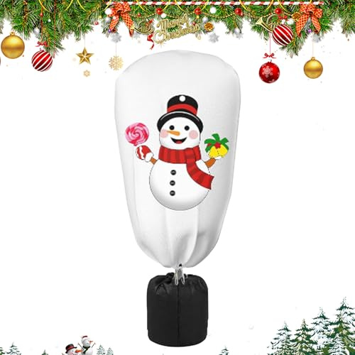 DzpKrka Fundas De Protección Anticongelante para Plantas | Estampados Navideños Cubiertas De Invierno | Tela No Tejida Transpirable con Cierre Y Cordón para Arbustos Y Árboles