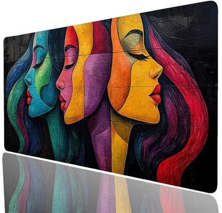 Femme Tapis de Souris Abstrait Imperméable Tapis de Souris XXL 1400x600x3mm, Gaming Mouse Pad Améliorer la Précision et la Vitesse, Mouse Pad pour Bureau Gamer Clavier sans Fil Pc Portable JXL-2172