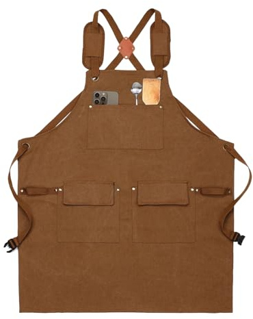 Delantal de Trabajo, Accesorios Ajustables E Impermeables Para Herramientas Y Cocina, Delantal Para Taller Resistente Al Agua Con Bolsillo Y Tirantes Cruzados, Para Hombre Mujer Cocinar Parrilla Día D