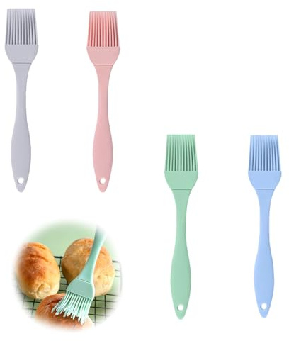 4 Stück Backpinsel,Silikonpinsel Küche,Küchenpinsel,Silikon Pinsel,Gleichmäßig Verteilte Ölbürste,4 Farboptionen,Hitzebeständiges Grill Küche Pinsel,zum Grillen in der Küche und zum Backen von Kuchen