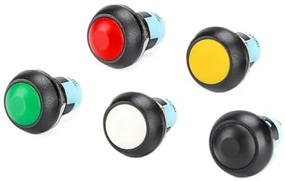 1pc 12mm Kleiner schwarzer Druckknopfschalter Selbsthemmend Feste Verriegelung Großer Kugelkopf Türklingel Zugangskontrolle