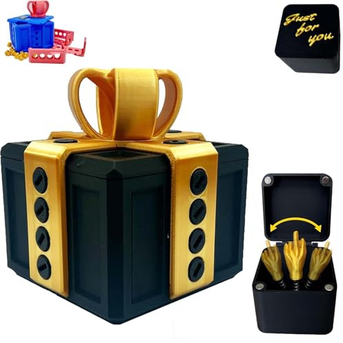 Ärgerliche Geschenkbox mit Finger in einer Box, 3D gedruckte Streich Geschenkbox mit Schrauben, Surpise Finger Pop Up Lustiger Weihnachtswitz für Erwachsene (Schwarz)
