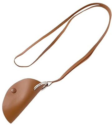 Bröstficka av läder – 11 x 4,5 cm/4,33 x 1,77 tum nyckelväska i läder | mini-halshållarväska, tillverkad i en halvcirkelformad form, designad för att väcka uppmärksamhet, BRUN, Siehe Beschreibung