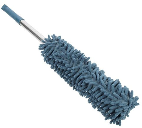 UTHCLO Brosse à Poussière Extensible en Chenille Plumeau Ménager Télescopique Bleu Marine pour Nettoyage Plafond, Meubles et Radiateurs Outil de Dépoussiérage Pratique pour Maison