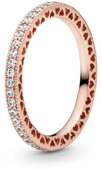 925 Sterling Silver Lyx Utsökt roséguld Hjärtform Fyrkantig Kronring Klassisk glänsande dam