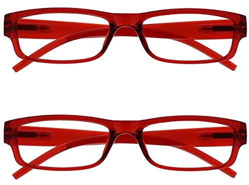 OPULIZE Die Lesebrille Unternehmen Rot Leicht Komfortables Leser Wert 2er-Pack Herren Frauen RR32-Z +2,50