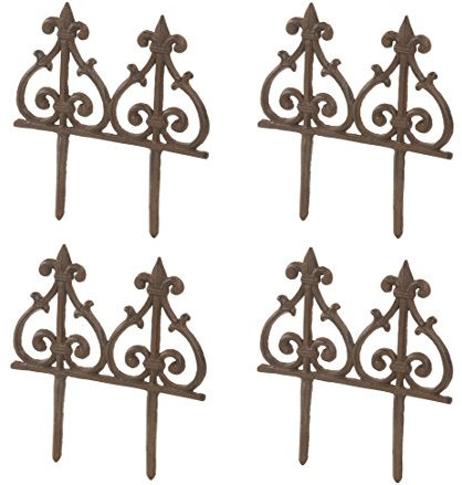 Dehner Beeteinfassung Speer nostalgisch, 4 Stück, je ca. 30.5 x 29.5 x 1 cm, Gusseisen, edelrostfarben