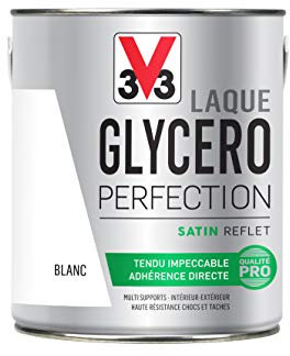 V33 Peinture multi-supports monocouche Laque Glycéro satin, Blanc n°1 2L