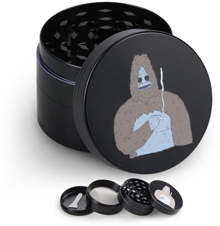 Kaitoma Compatible with The Big LEZ Show Custom Printed 4 Part Sassy The Sasquatch Metal Herb Grinder for Spices with Pollen Scraper and Micron Screen 50mm