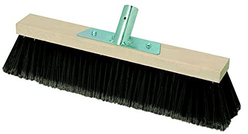 PIPPO – Scopa Industriale in Legno Senza Manico per Ambienti Industriali, 40cm, Setole PVC Rigide Resistenti Durevoli - Assicella in Legno, Boccola in Ferro, Compatibile con Manico Punta Conica ES470