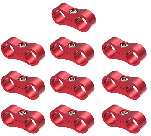 X AUTOHAUX 8pcs Red AN6 14mm Hose Separator Clamp Brake Line for Car