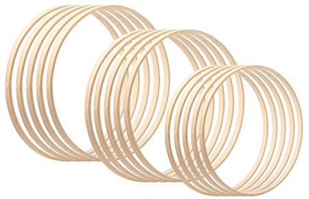 Traumfänger Ringe Holzringe Zum Basteln, Dream Catcher Bambusringe Holz Bambus Floral Hoop Kranz Makramee Craft Hoop Ringe DIY Dreamcatcher Ringe Makramee Ringe 12 15/20,5/26cm Jeweils4