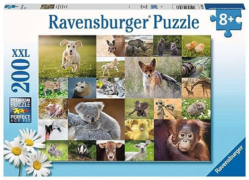 Ravensburger barnpussel - 13353 söta babydjur - 200 bit pussel för barn från 8 år och uppåt
