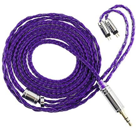 Linsoul Tripowin Zonie IEM Cable, 16 Core Silver Plated Earphone Upgraded Cords, 1.25m SPC in Ear Monitor Cable for 7hz Zero:2 Orchestra Lite Cadenza Hype4 Supermix4(2pin 0.78mm, 3.5mm)(Violet)