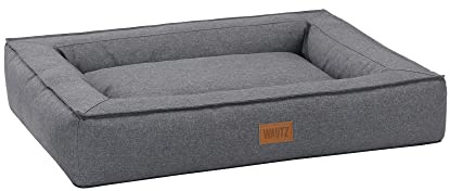 MSS e.K. Hundebett BOXBED 120 x 100 cm XXL in Anthrazit Hundekorb mit abnehmbaren Velours-Bezug und weicher Polsterung waschbares Hundekissen 120 x 100 x 19 cm Hundematte Hundesofa Welpenbett