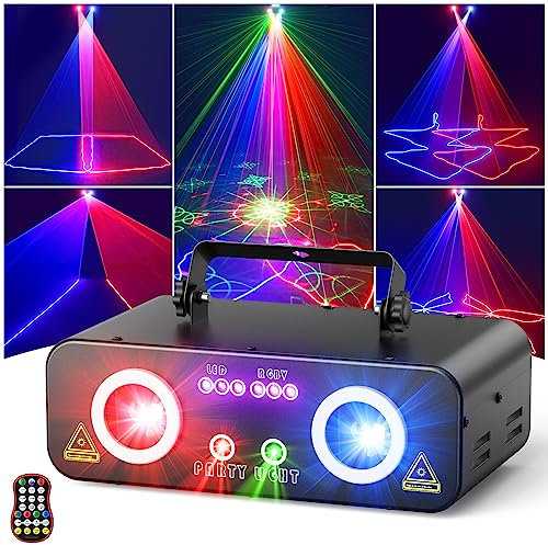 Ehaho LED RGB Animation DJ Partylicht L2800| Strobe Discolicht Partylicht mit Fernbedienung und DMX 512 | Musikgesteuert Disco Doppelter Projektor Lichter | Partyleuchte für Party Bar Halloween