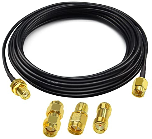 TUOLNK RG174 SMA hane/hona koaxialkabel 16,4 fot (5 m) 3 radioadaptrar, 3G 4G LTE-antenn, SDR, ADS-B, GPS