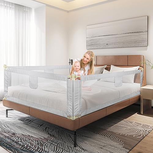 HUOLE Barandilla de La Cama para bebés, Barrera de Cama para niños Colchón Doble, Doble, tamaño Completo tamaño Queen y King-2,0 m-Gris Oscuro