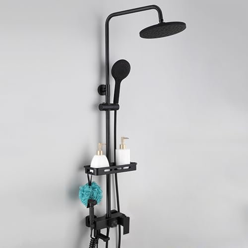 BiaoTeng Colonne De Douche Pour Baignoire Avec Mitigeur noir Murale Monocommande Trois modes Chaud ou froid SystèMes De Baignoire Et De Douche, noir
