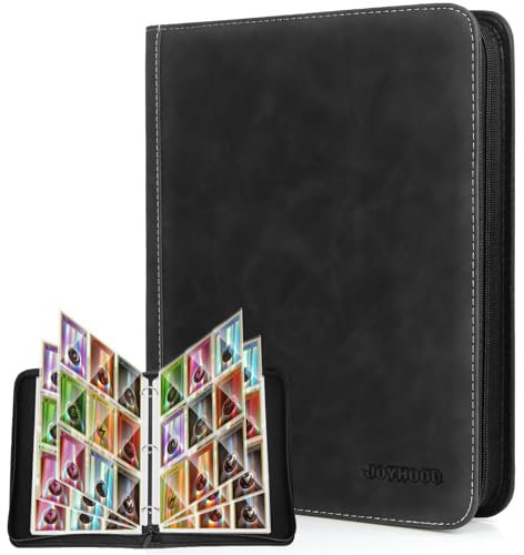 JoyHood Álbum de para Cartas Coleccionista compatible con TCG, Carpeta para Tarjetas de hasta 900 Cartas, Álbum Titular de Tarjeta adatto a PM MTG OPCG (Negro, 9-Bolsillos)