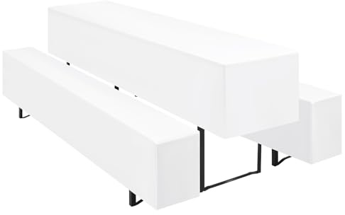Teruntrue Bierzeltgarnitur Set 3tlg. Hussen für Bierzeltgarnitur 220 x 70cm – 1 Husse Biertisch + 2 Bierbank in Weiß - Biertischhusse Bierbankhusse Biertisch – 220x70cm Weiß