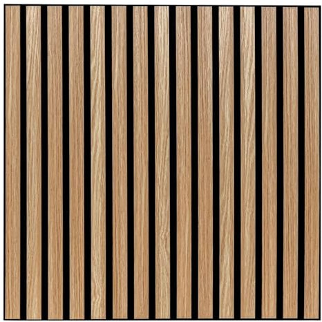 Atmosphera Créateur d'intérieur - Panneau Décoratif Tasseaux Bois Colva - 60x60cm - Beige Fond Noir - Réduction du Bruit - Entrée, Chambre, Salon