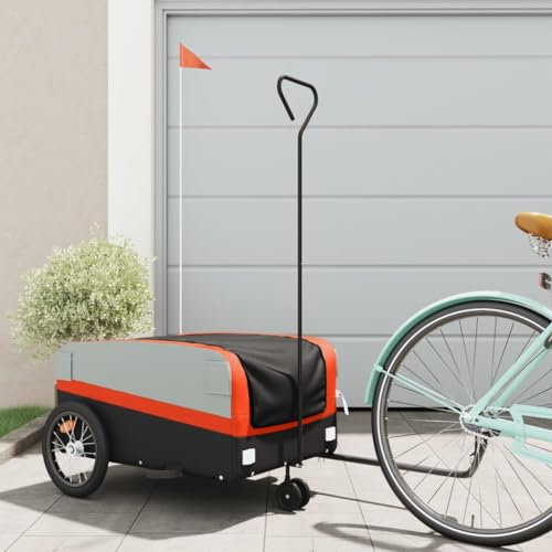 Somanki Fahrradanhänger Schwarz und Orange 45 kg Eisen, Fahrrad Anhänger, Lastenanhänger, Handwagen, Fahrrad-lastenanhänger, Lastenfahrrad - 94068