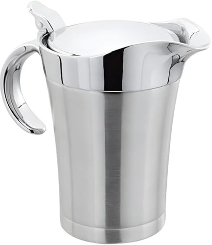 Salsera térmica con tapa con bisagras, diseño fácil de limpiar, jarra for salsa aislada de doble capa de acero inoxidable, recipiente for salsa fría y caliente de 450 ml/750 ml for salsa, salsa y crem