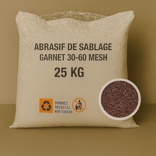 Sac 25 kg Sable Abrasif Garnet Mesh 30-60A+ pour Sableuse Aérogommeuse Sablage Aérogommage