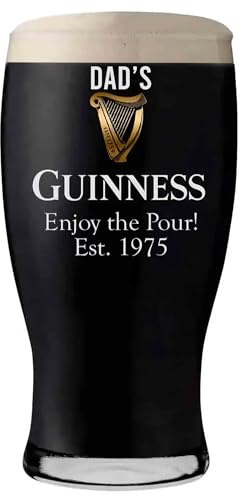 EIO Gifts Personalised Guinness Pint Glass – Custom Engraved Genuine Irish Stout Glass with Engraving | Great Gift for Men, Dad, Husband | Ideal for Birthdays, Xmas, Home Bar Fans